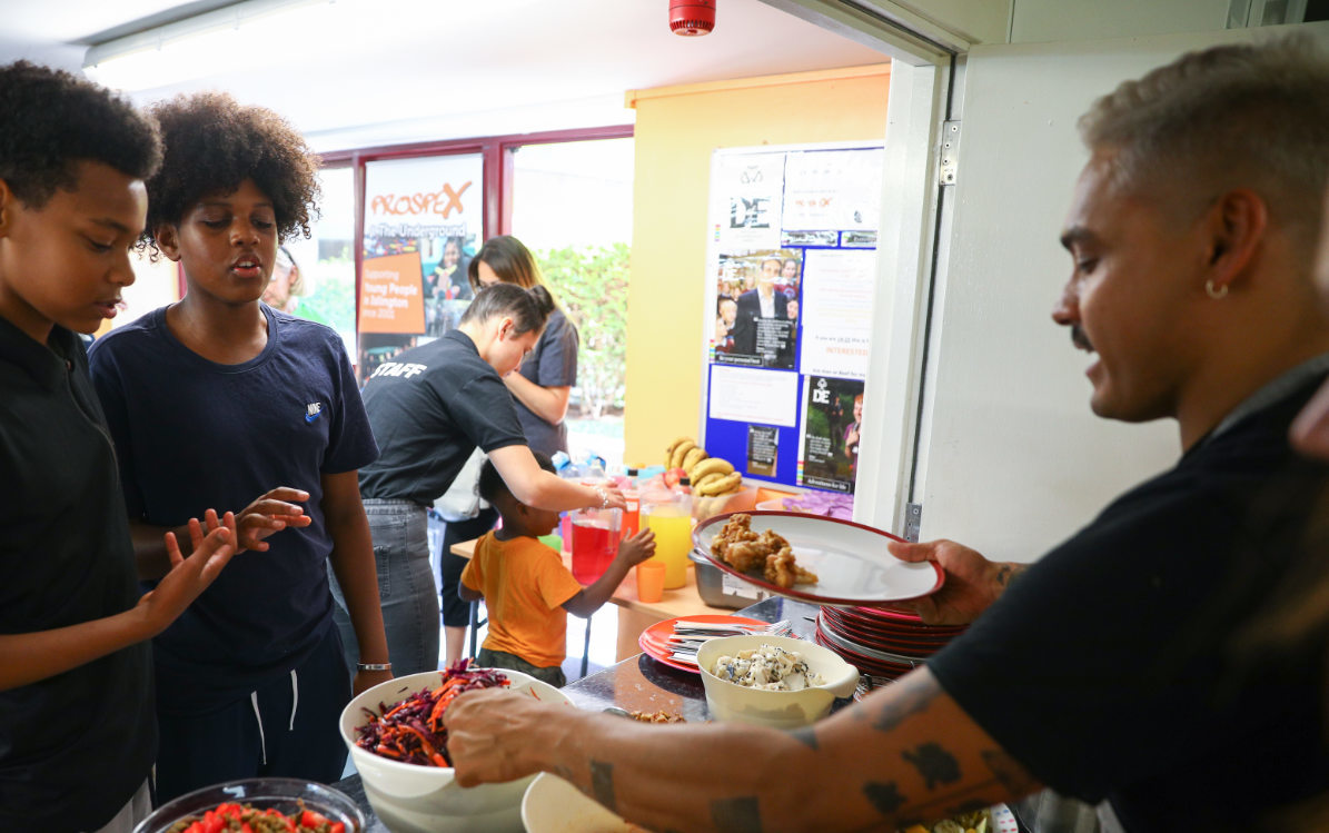 What a wonderful spread of food Volunteers from Caravan serving lunch at Prospex Youth Centre